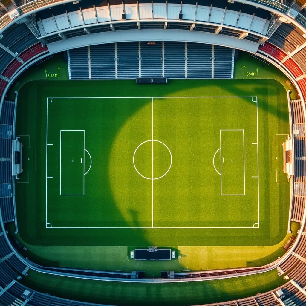 Illustration of a soccer field with key areas and positions labeled.