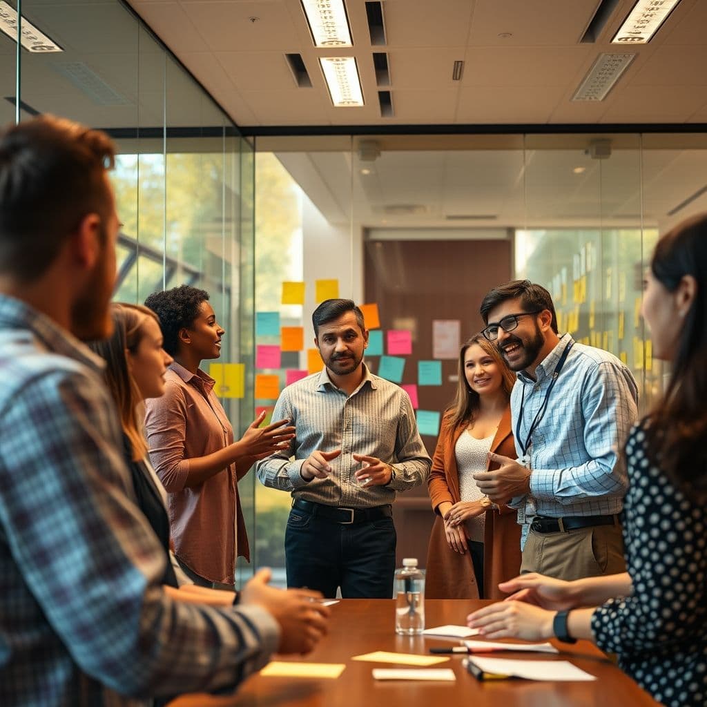 A leader facilitating a problem-solving session with a diverse team.