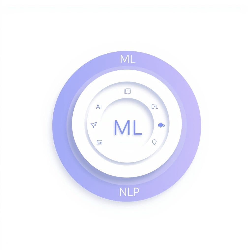Visual representation of AI, ML, DL, and NLP concepts