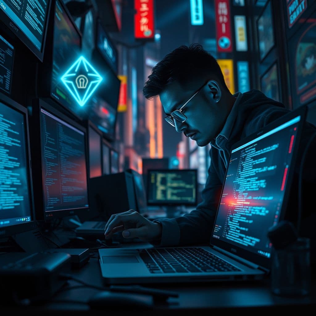 A cybersecurity professional analyzing application security vulnerabilities on a digital interface.