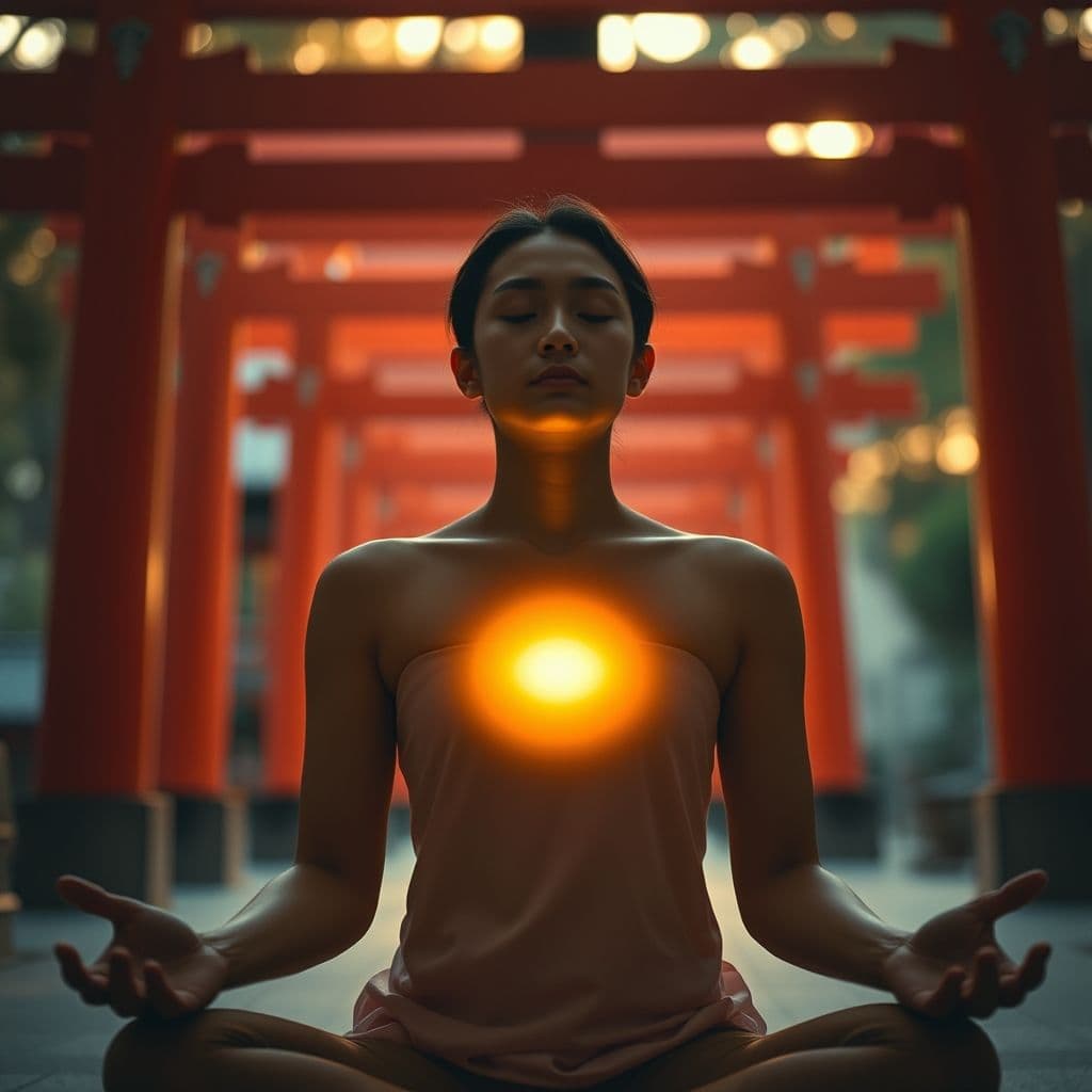 A person meditating with a glowing light symbolizing intrinsic motivation and self-awareness.