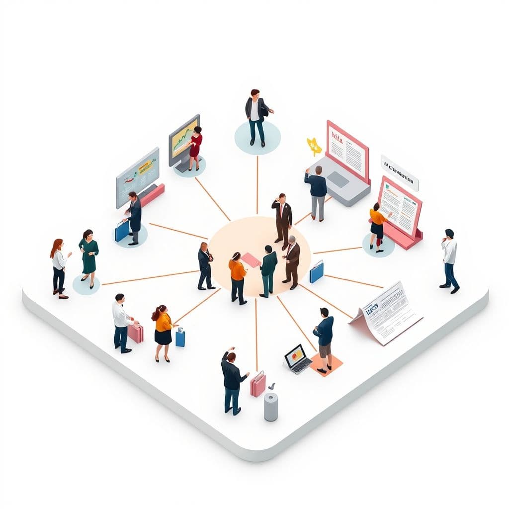 A diagram showing the key stakeholders in corporate communications.