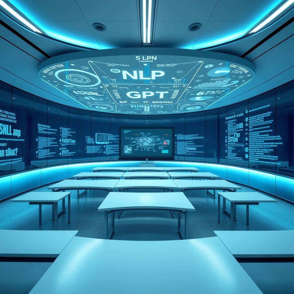 Illustration of AI and GPT concepts with a futuristic interface.