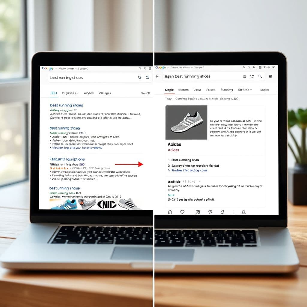 A side-by-side comparison of SEO and SEM strategies.