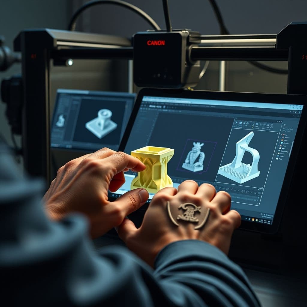 Designer creating a 3D product prototype using CAD software