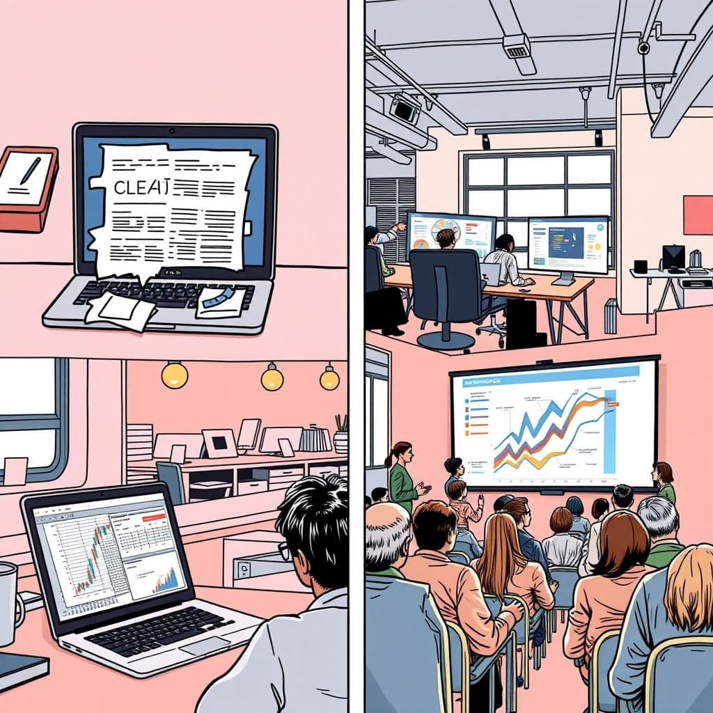 A storyboard showing the narrative structure of a data story from problem to solution.