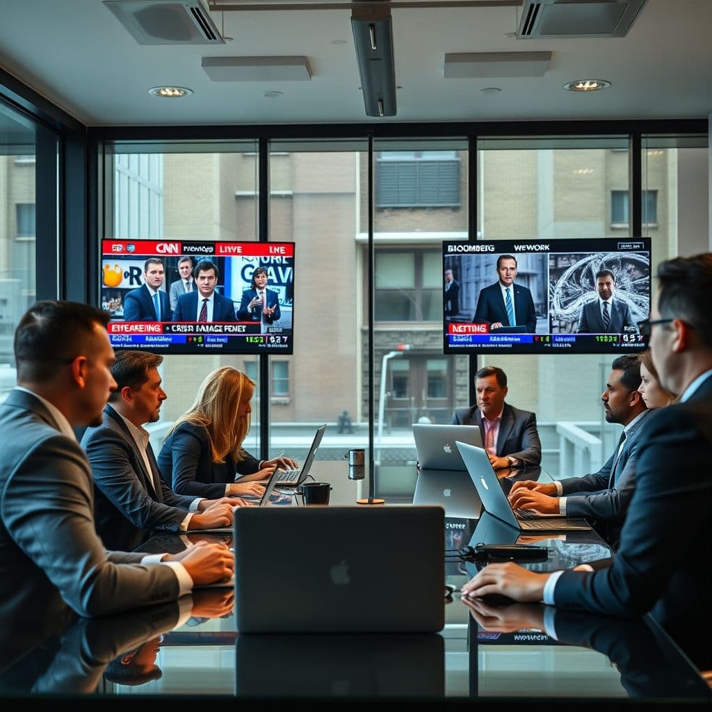 A team managing a crisis communication situation.