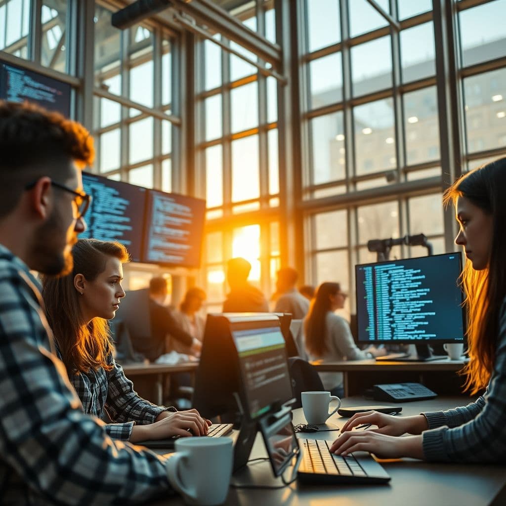 A team of developers collaborating on a project.