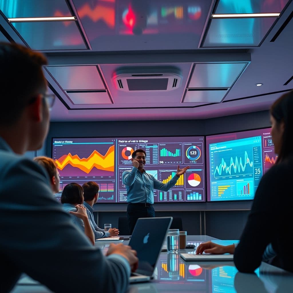 A vibrant data visualization dashboard telling a compelling story with charts and graphs.