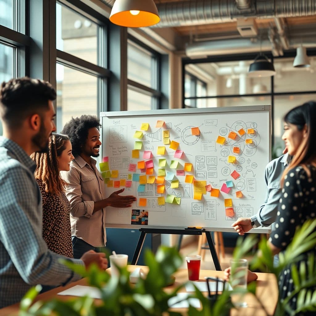 A team brainstorming a content marketing campaign.