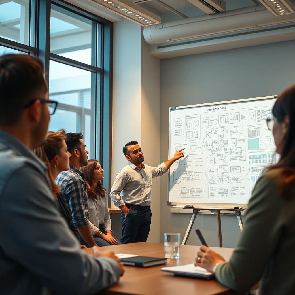 A confident Field CTO presenting to a team, symbolizing leadership and technical expertise.