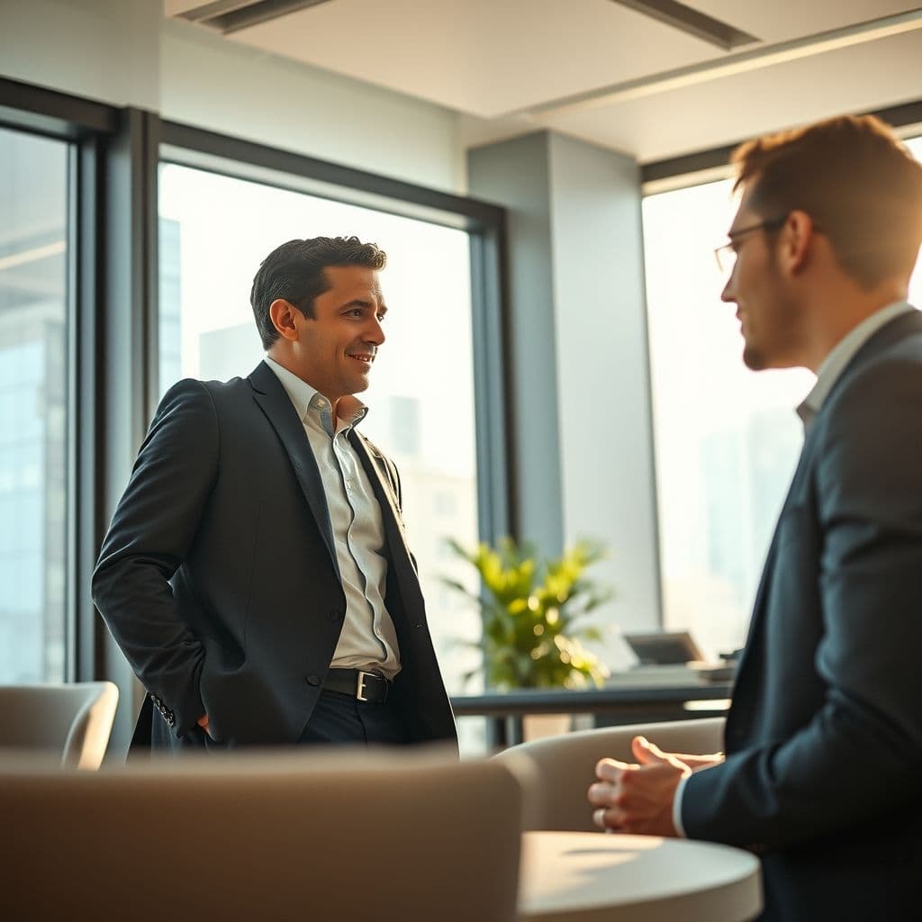A negotiation scene with open-ended questions and active listening.