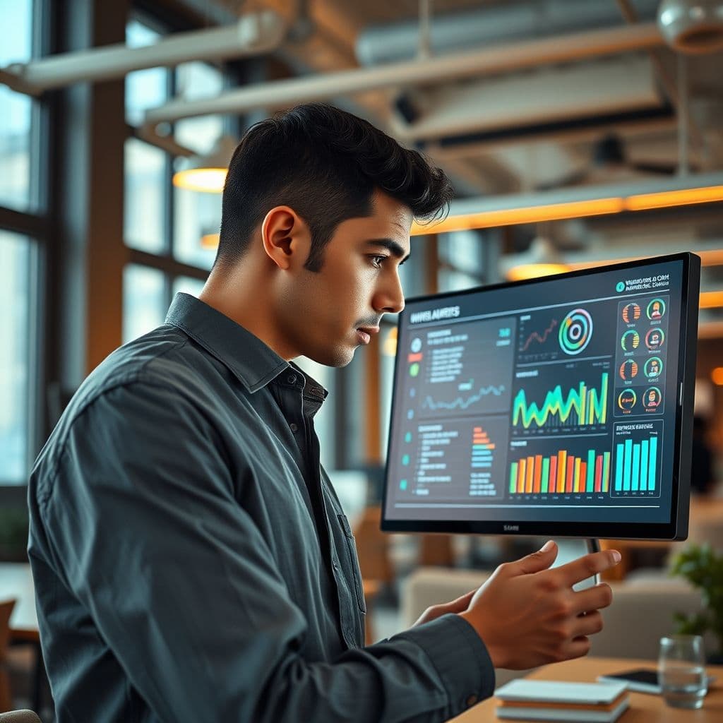 A marketer analyzing audience data to create targeted content.