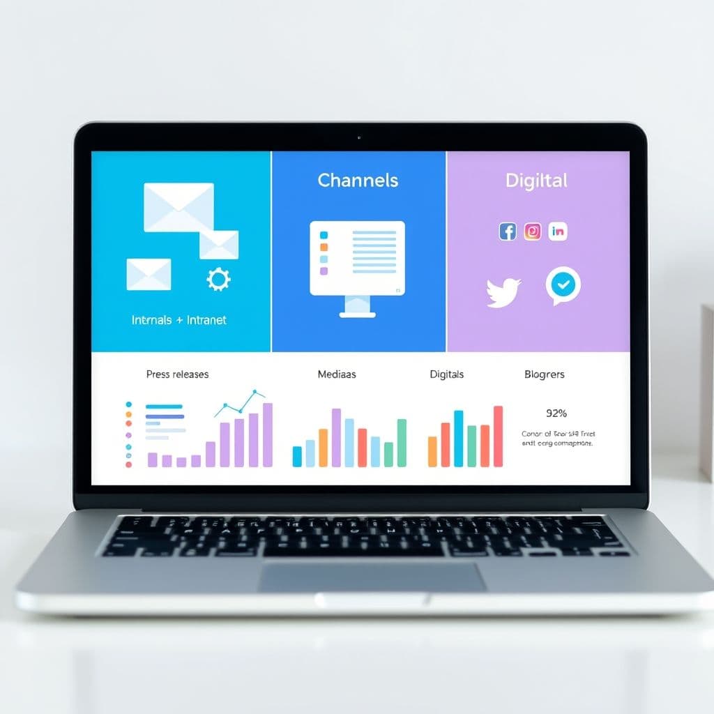 A comparison of internal, external, and digital communication channels.