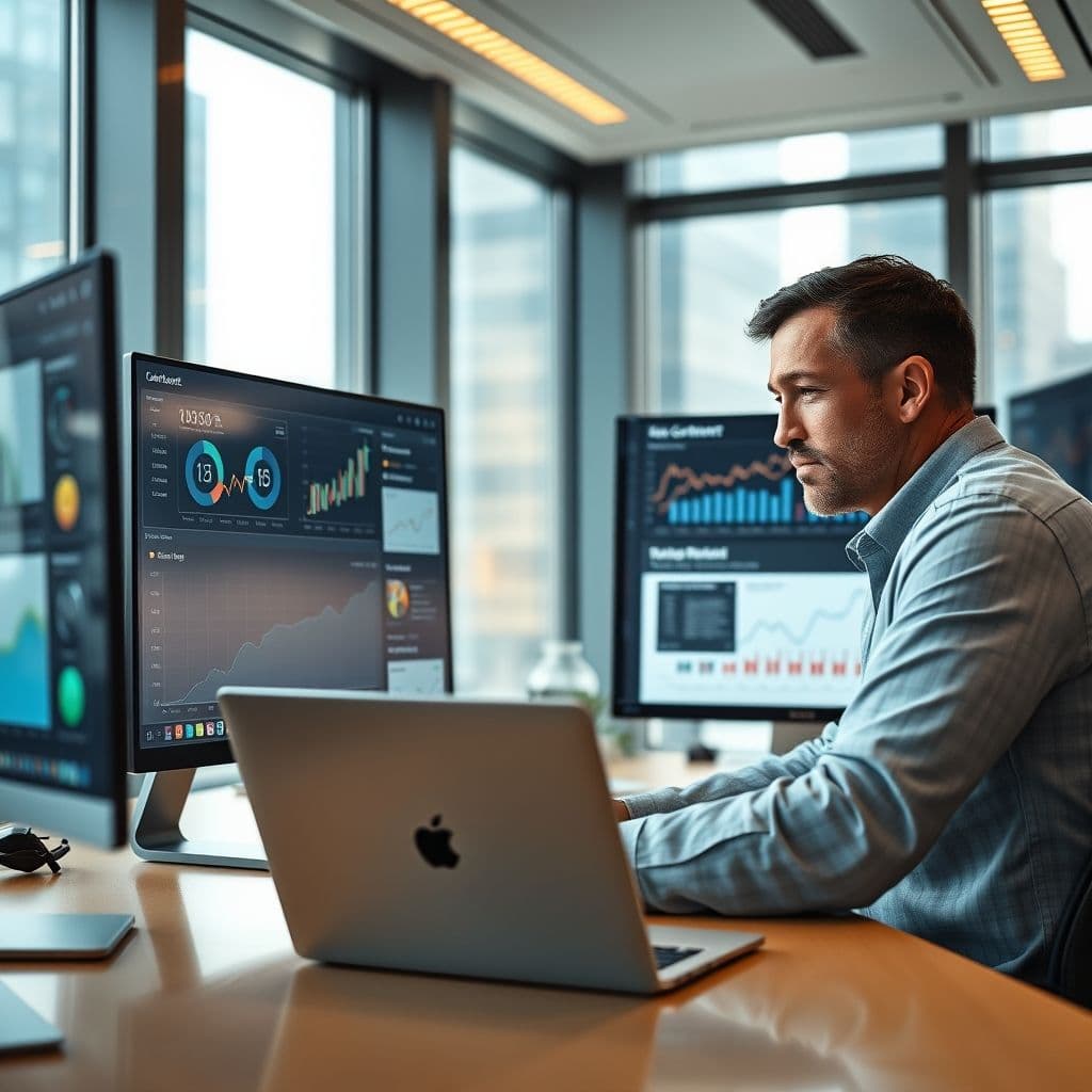 A sales professional conducting research on potential leads.