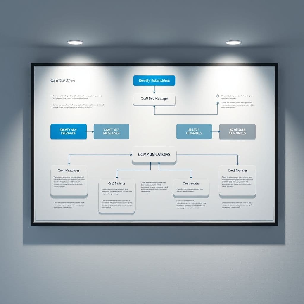 A flowchart showing the steps in developing a change communication plan.