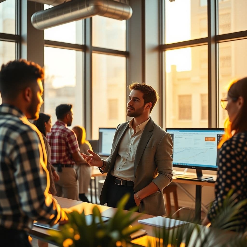 An Associate Project Manager coordinating tasks with a team.