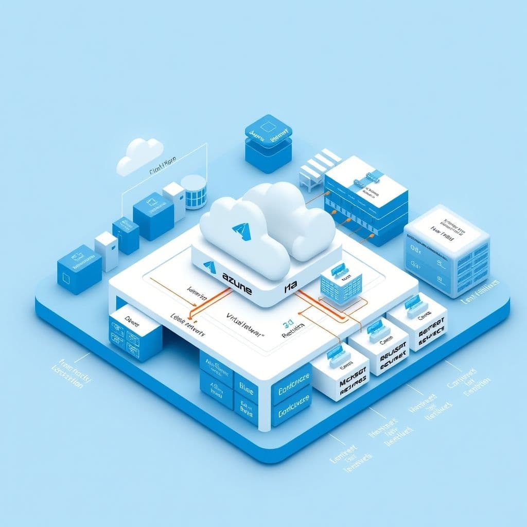 Azure infrastructure diagram showing regions, VNets, and load balancers.
