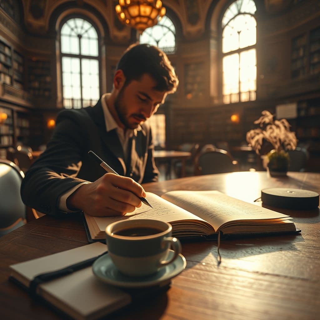 A person writing down goals and tasks in a notebook.