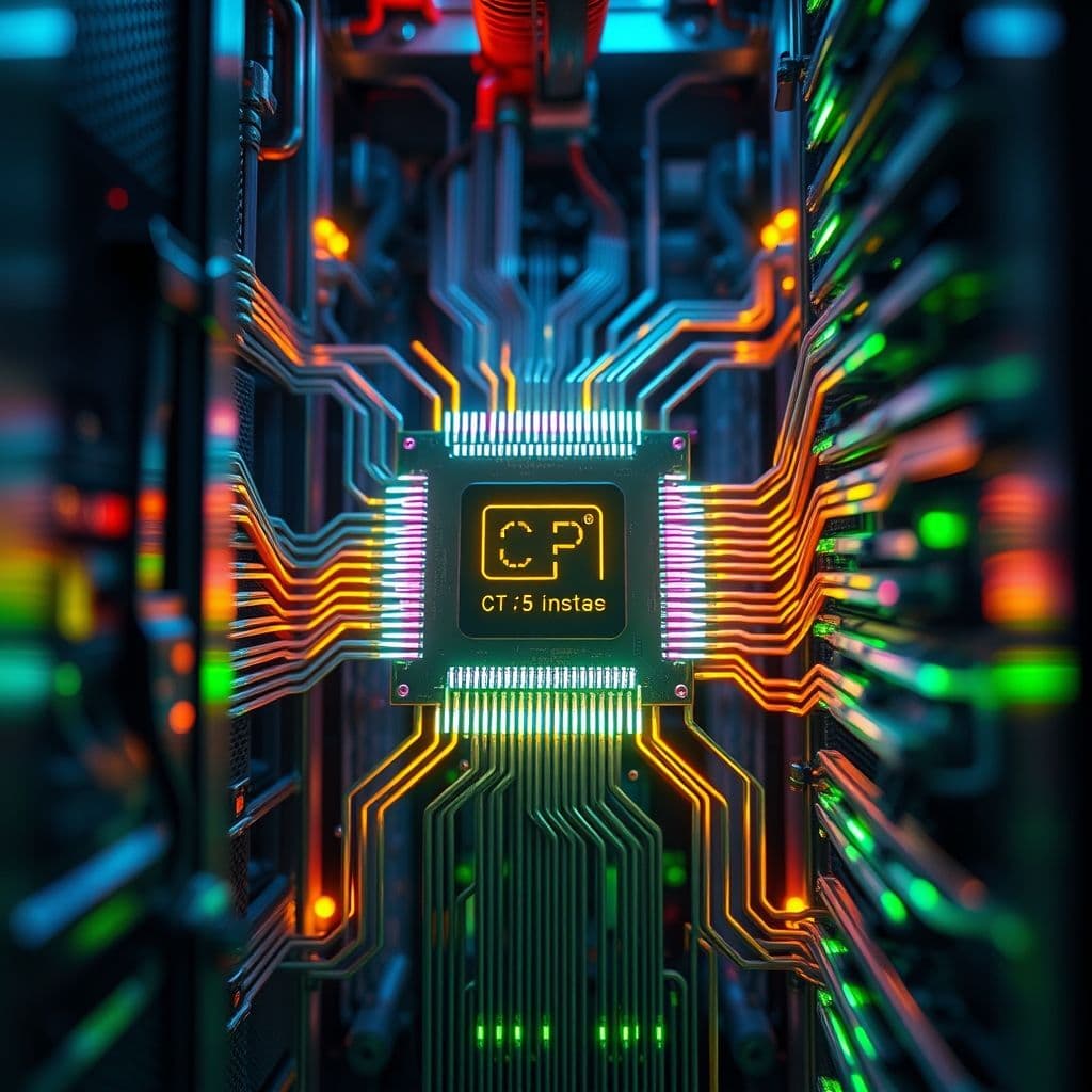 A dynamic illustration of a computer processor managing multiple tasks with seamless transitions.