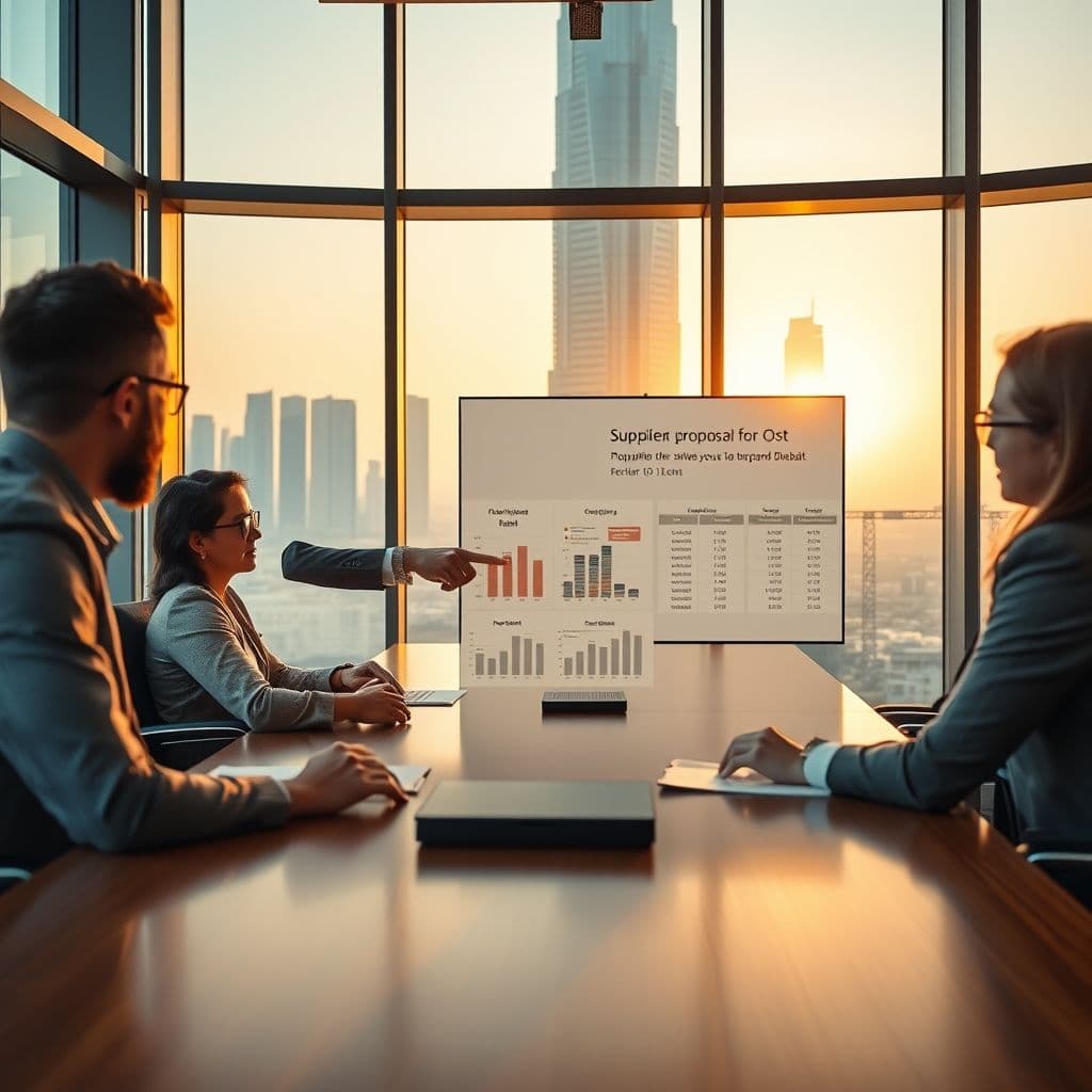 A team evaluating supplier proposals in a meeting.