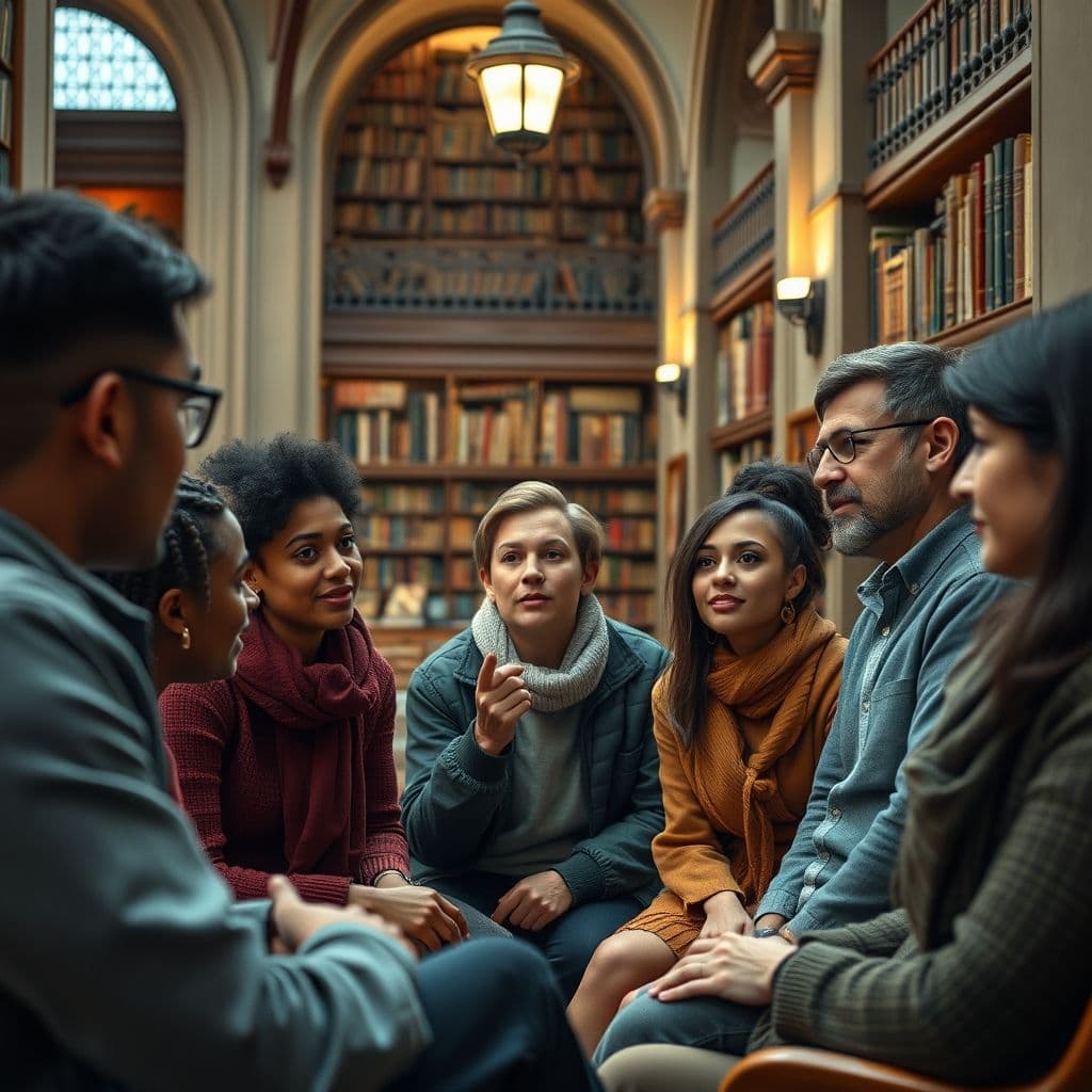 A person asking a thoughtful question in a group discussion.