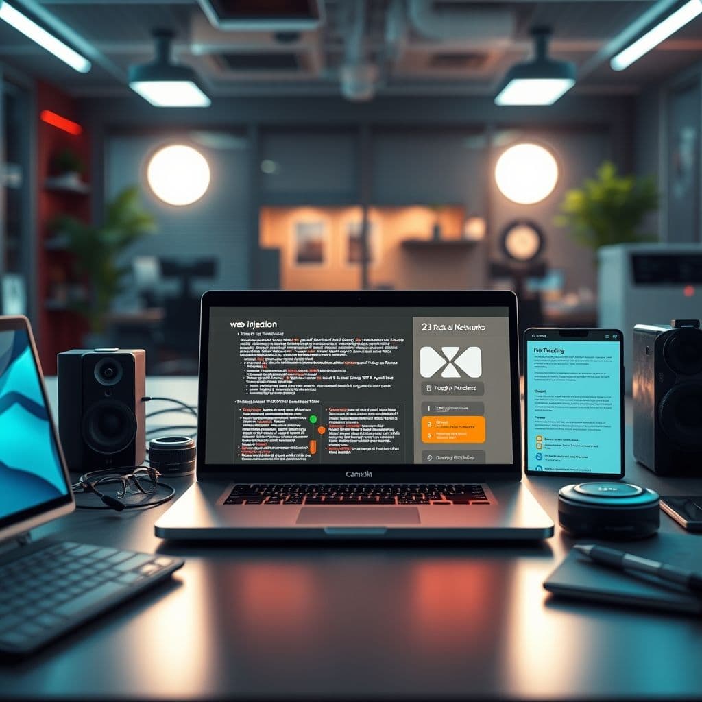 Illustration of common web application vulnerabilities like SQL injection and XSS.