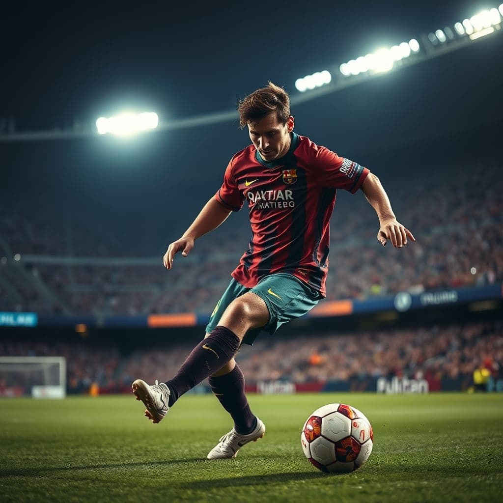 A dynamic soccer player dribbling the ball with precision and control.