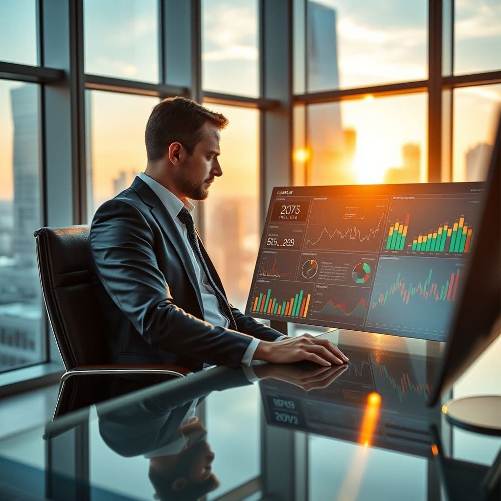 A sales leader analyzing data on a dashboard with key metrics highlighted.