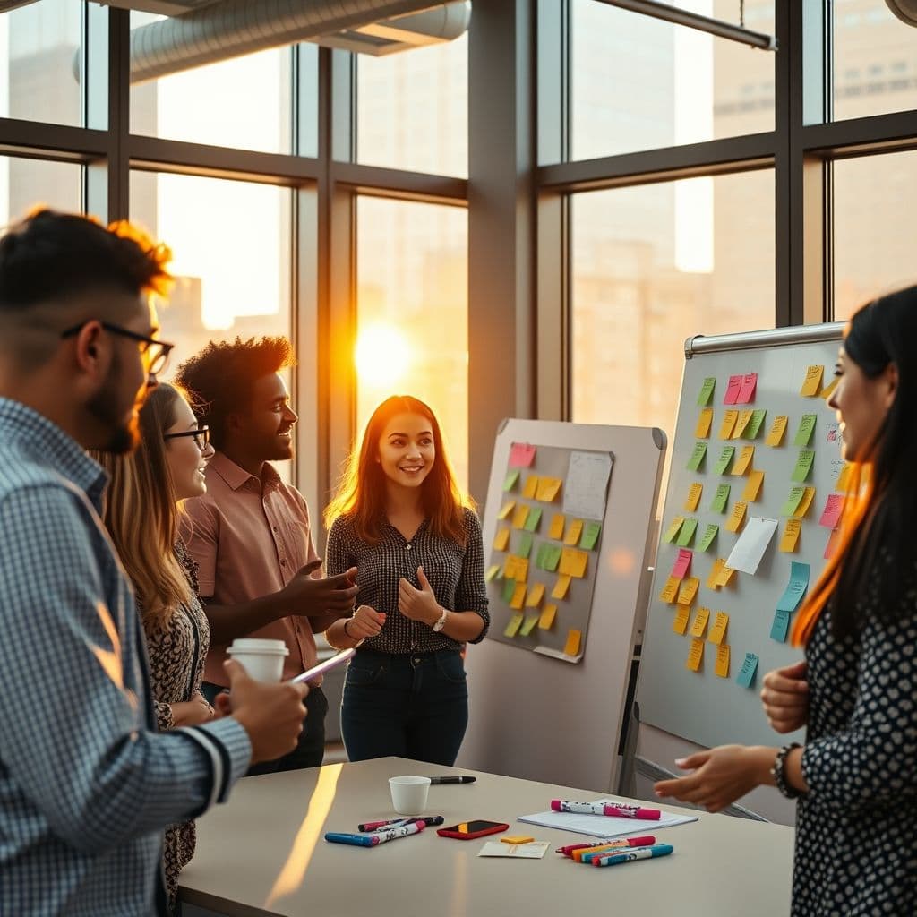 A PR team brainstorming digital marketing strategies.