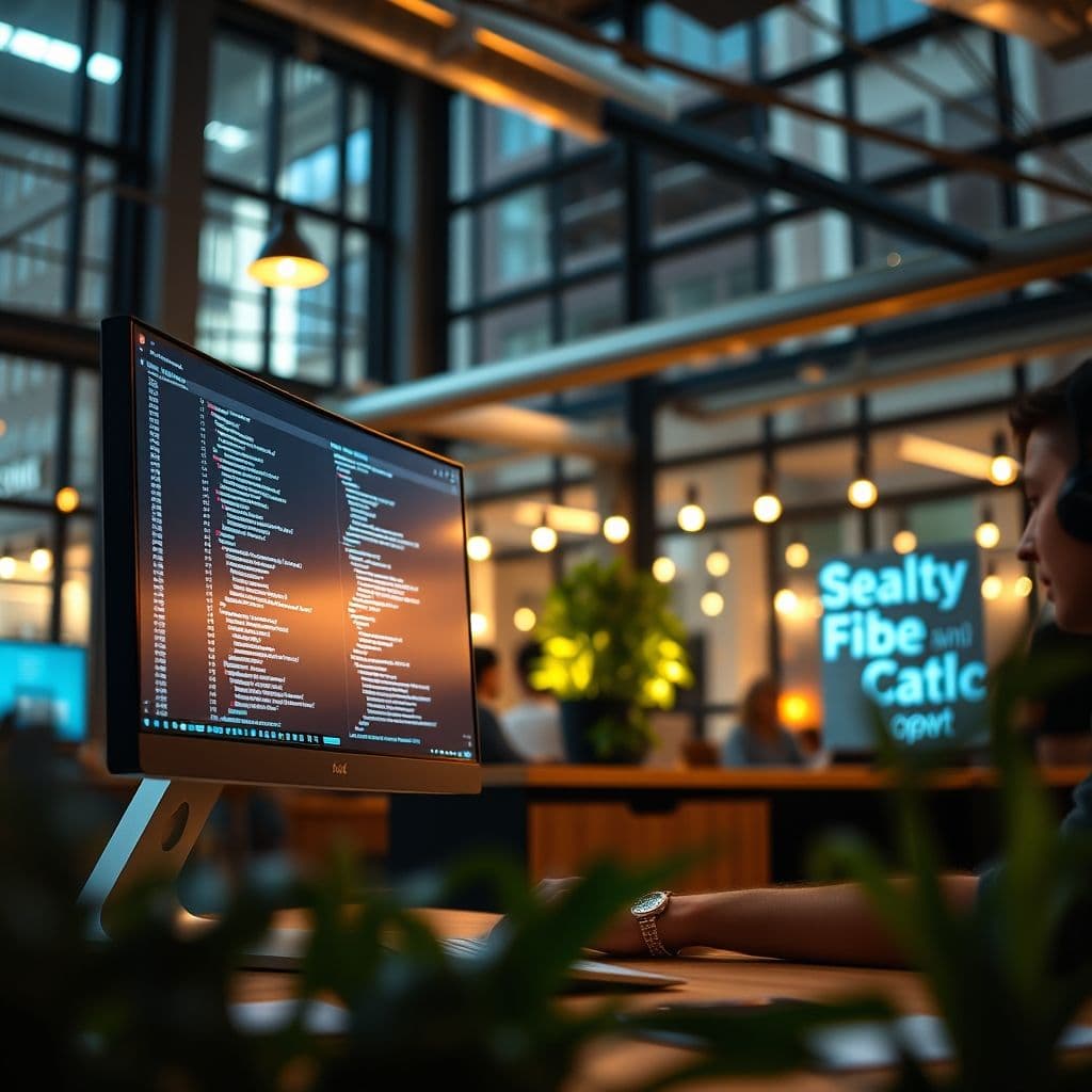 A developer working on a Ruby on Rails 6 project with code on the screen.