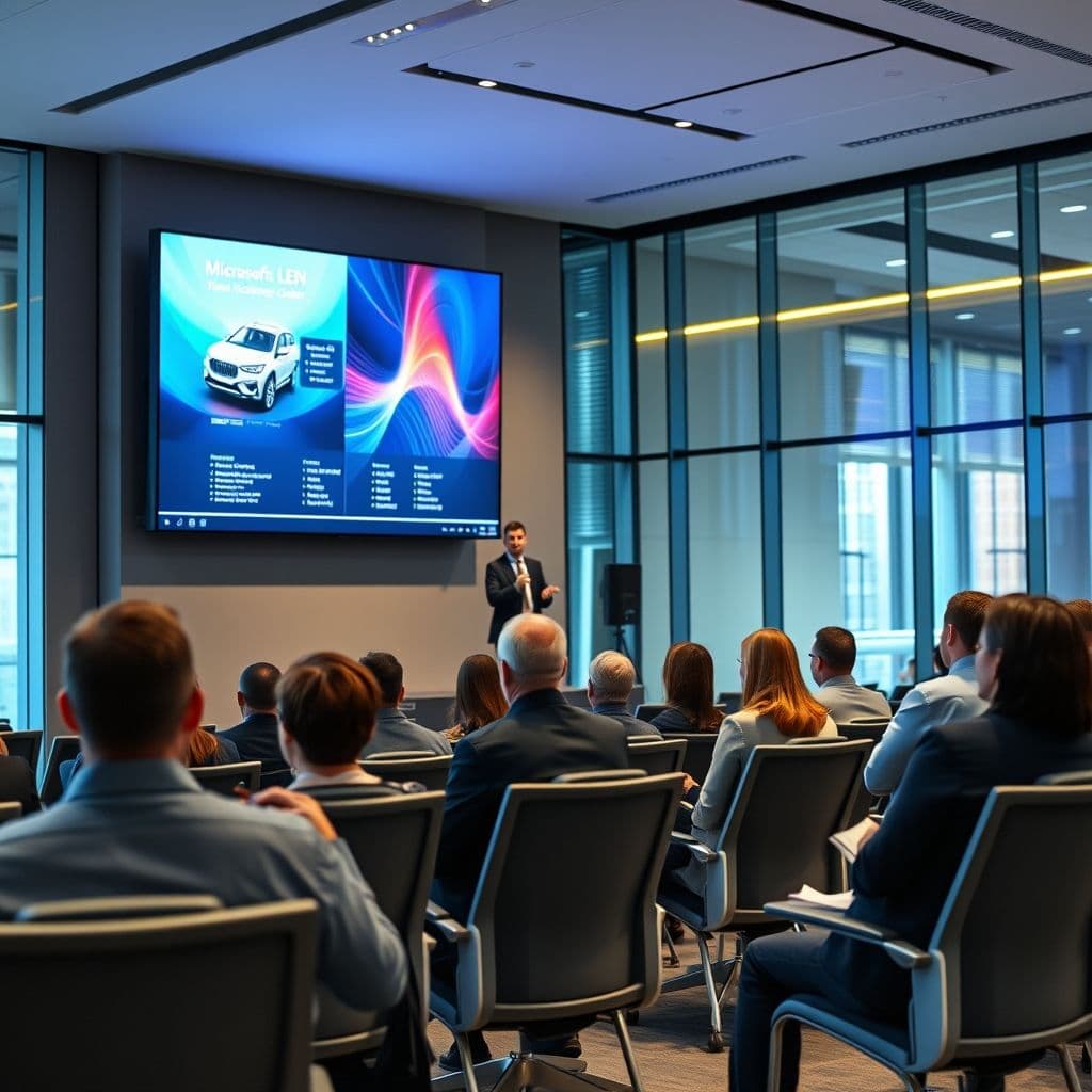 A speaker using visual aids to enhance their presentation.