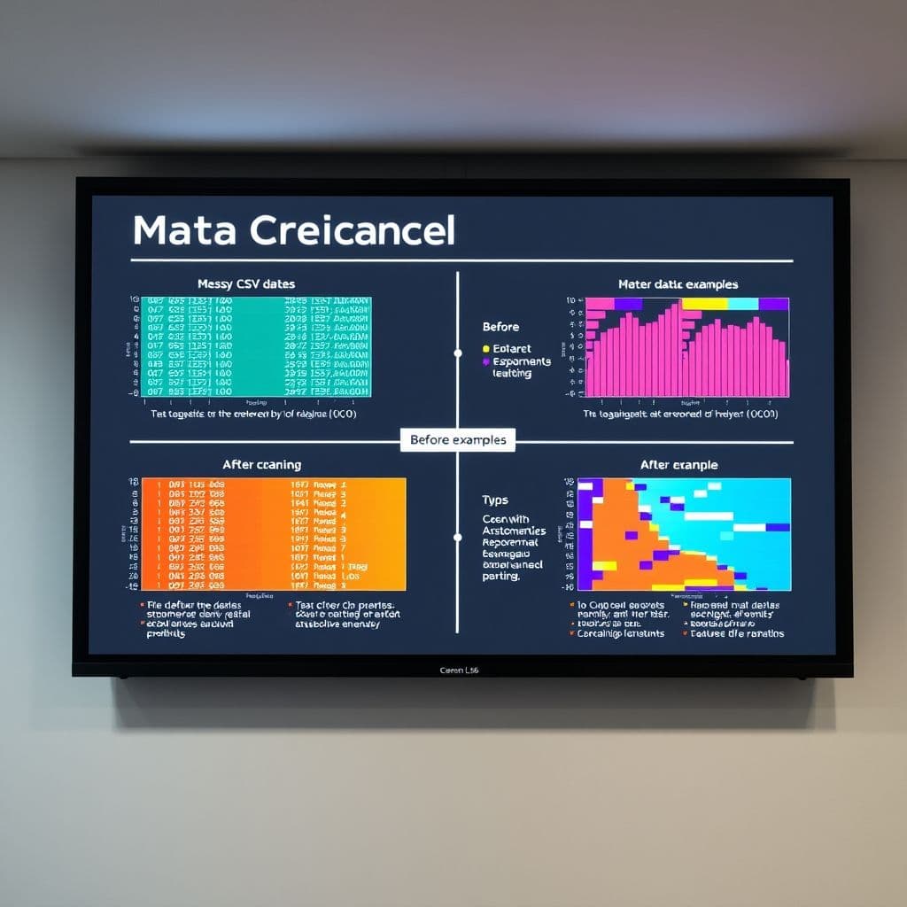 A step-by-step illustration of data cleaning and transformation processes.