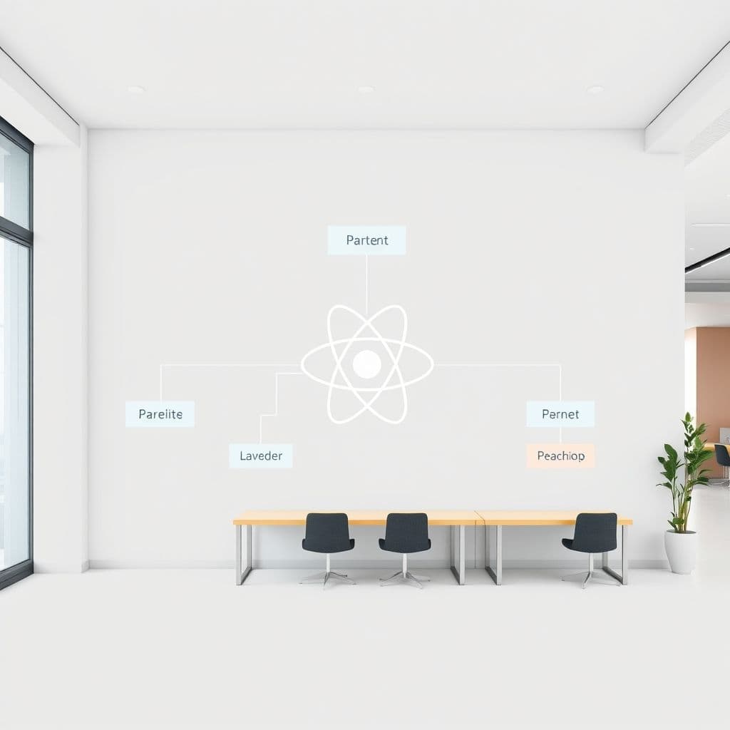 A React component tree showing parent and child components.