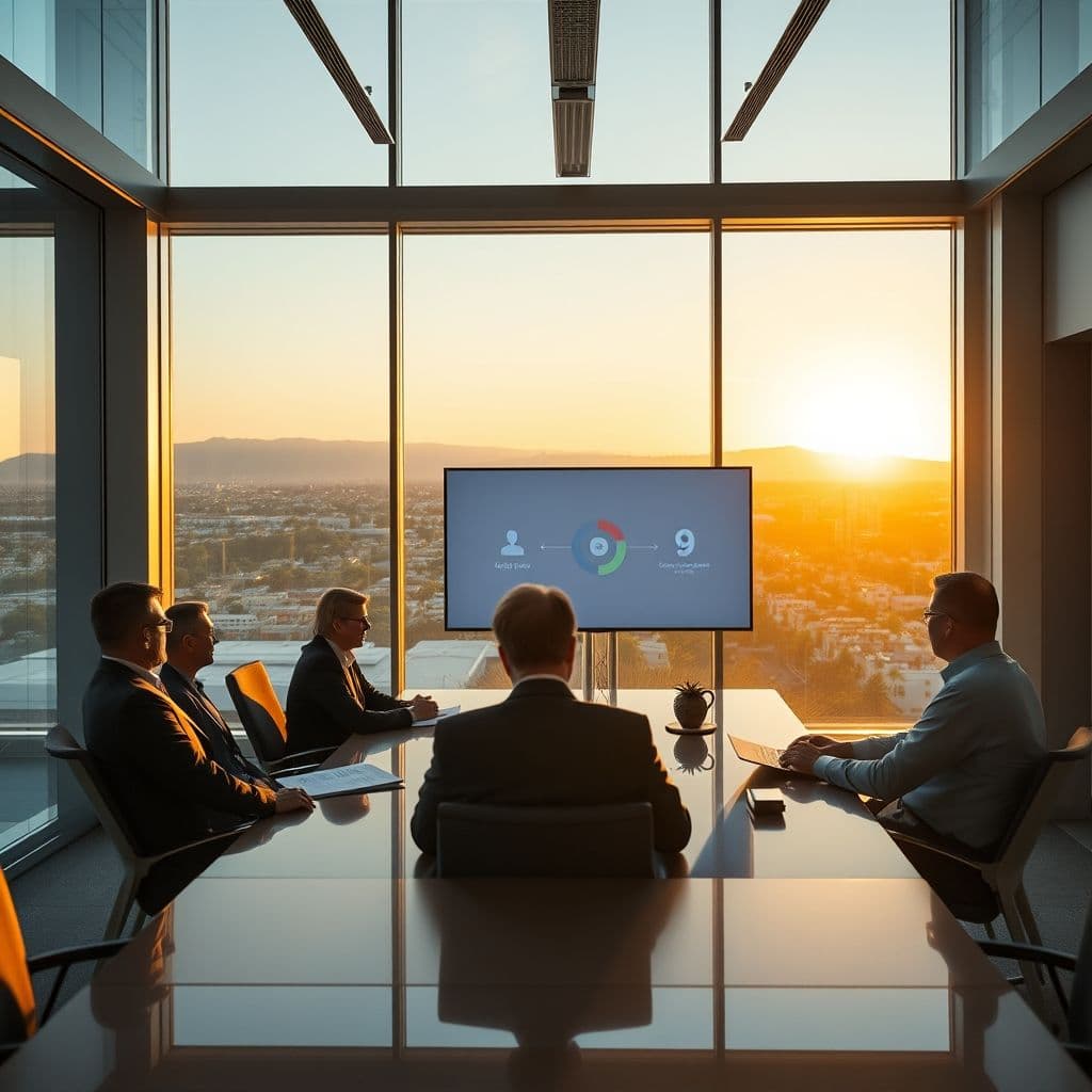 A Chief of Staff facilitating a meeting between the CEO and department heads.