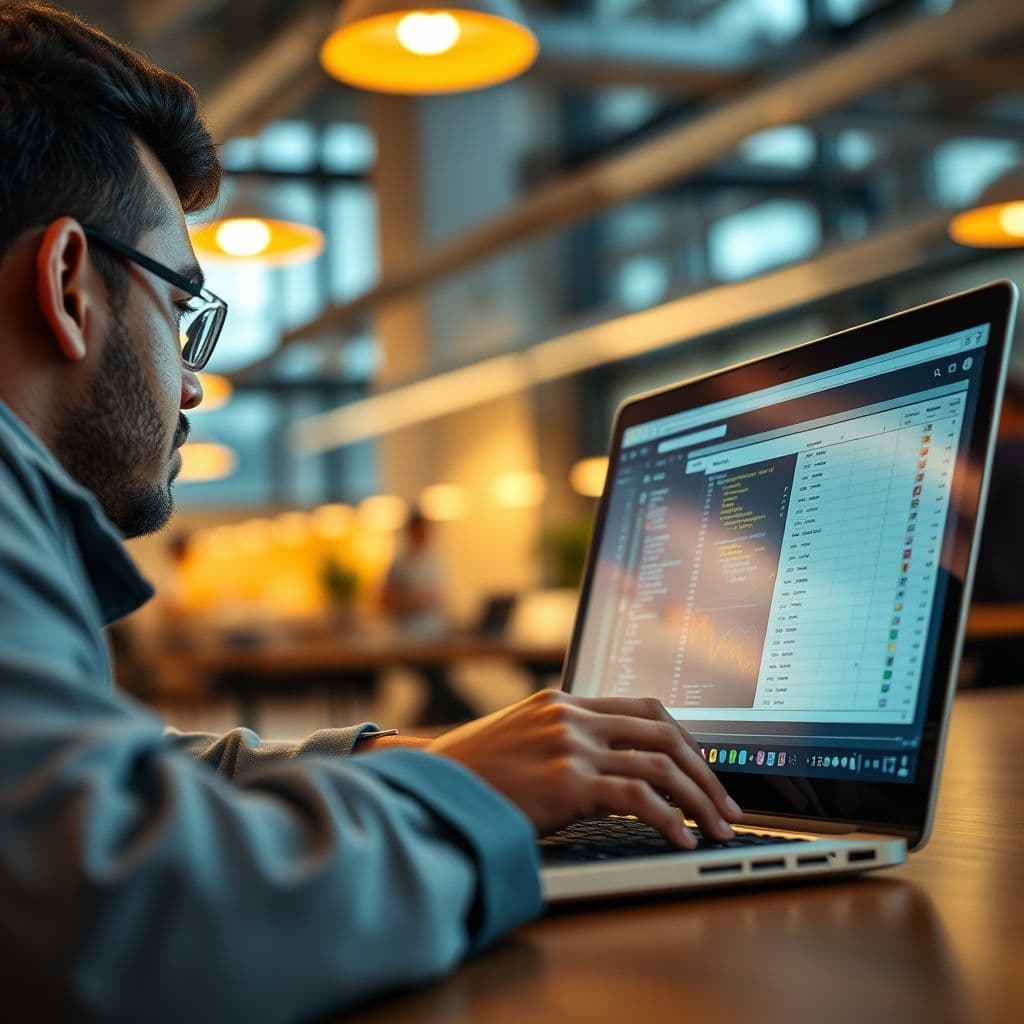 A data analyst exploring datasets on a computer screen.
