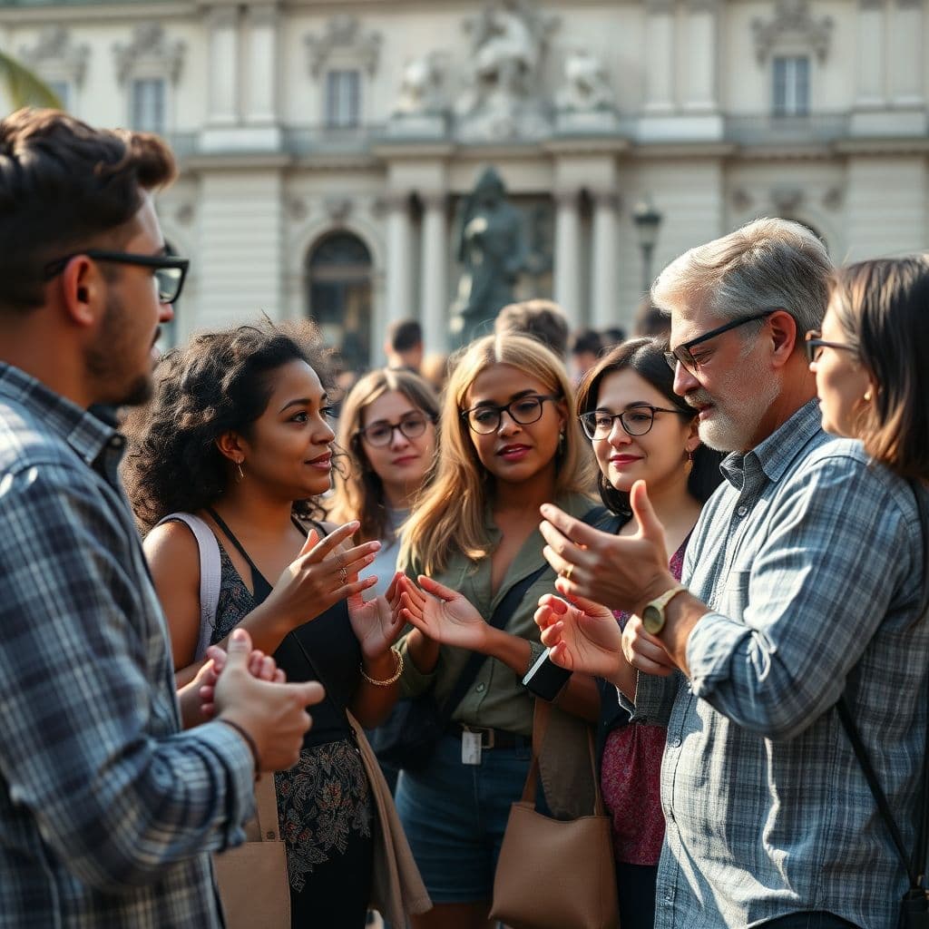 A group of people engaged in a thoughtful discussion.