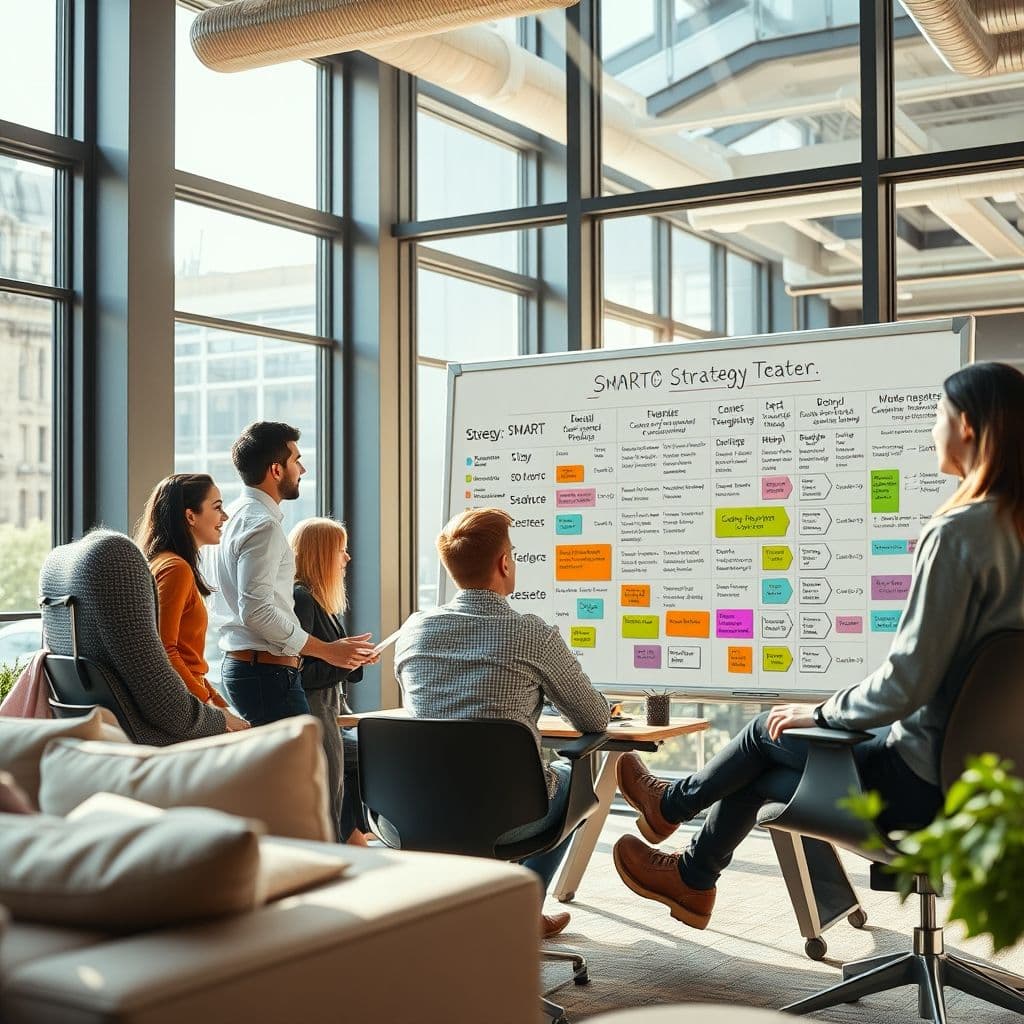 Illustration of setting SEO goals and planning strategy.