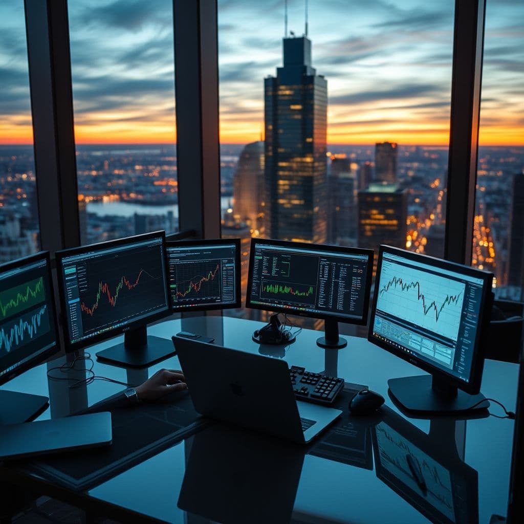 A professional analyzing financial data on a laptop with charts and graphs.