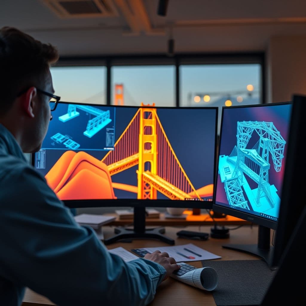 Engineer using CAD software to design infrastructure projects.