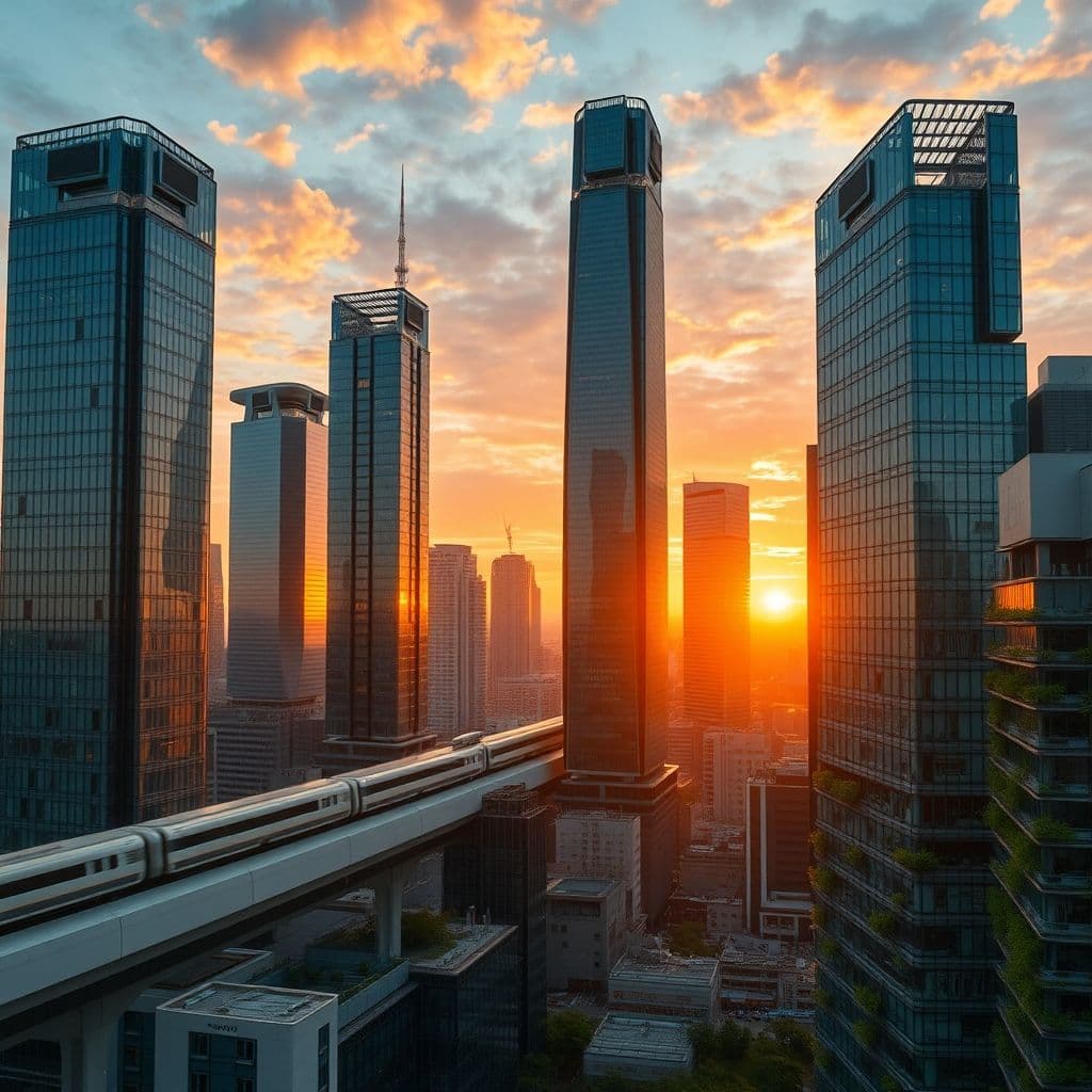 A futuristic cityscape showcasing advanced engineering infrastructure design.