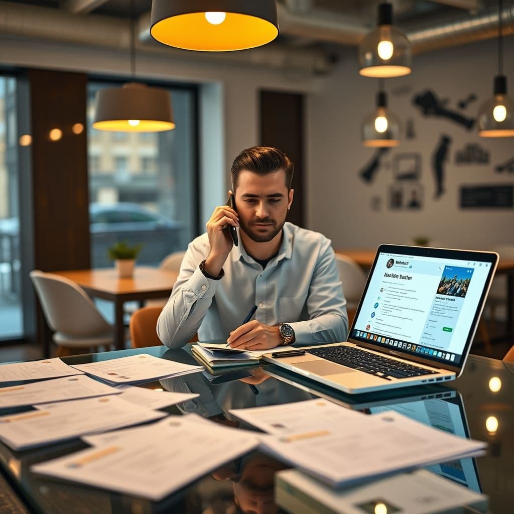 A recruiter reviewing resumes and conducting phone screens.
