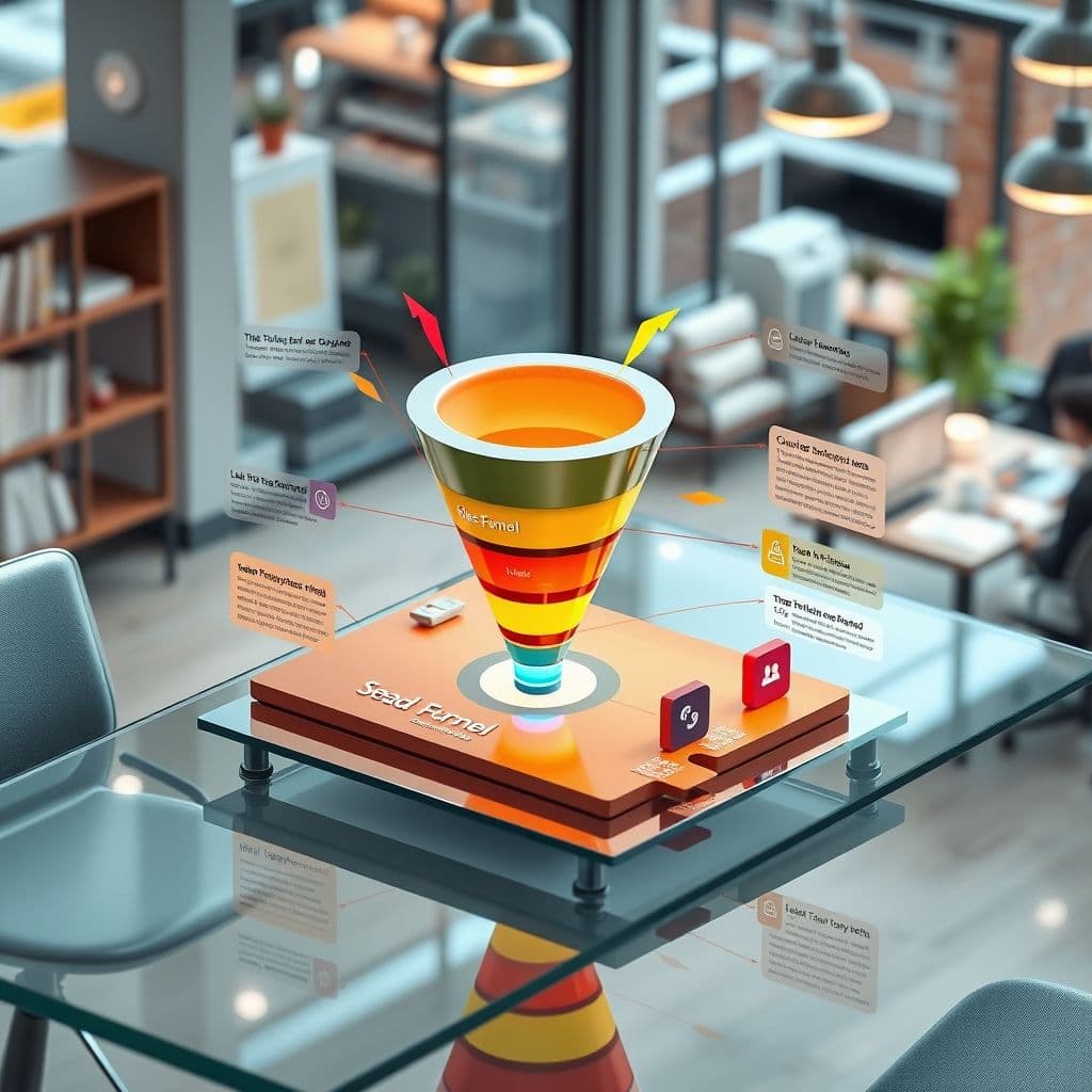 A sales funnel visualization showing lead conversion stages.