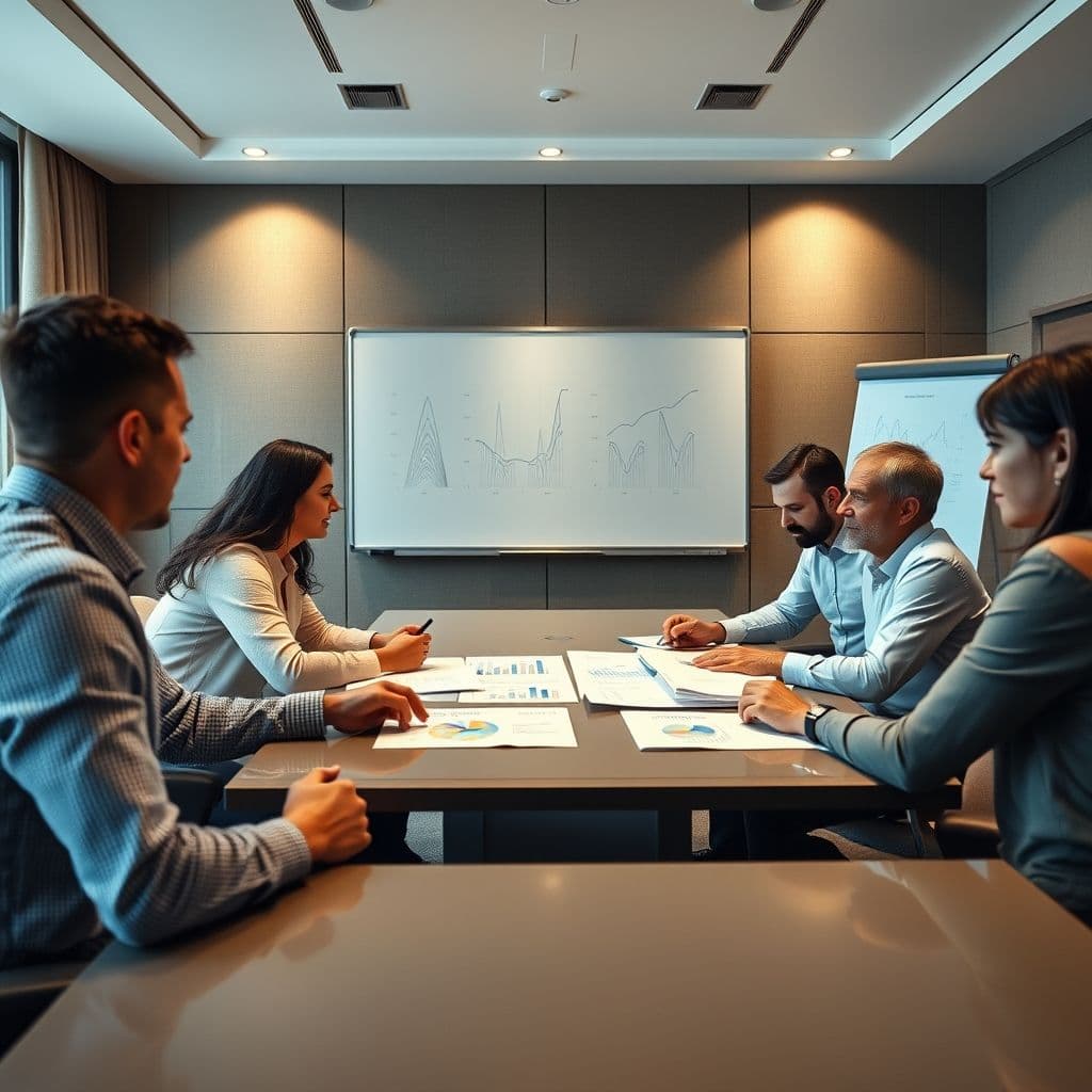 A team reviewing the results of a change implementation.