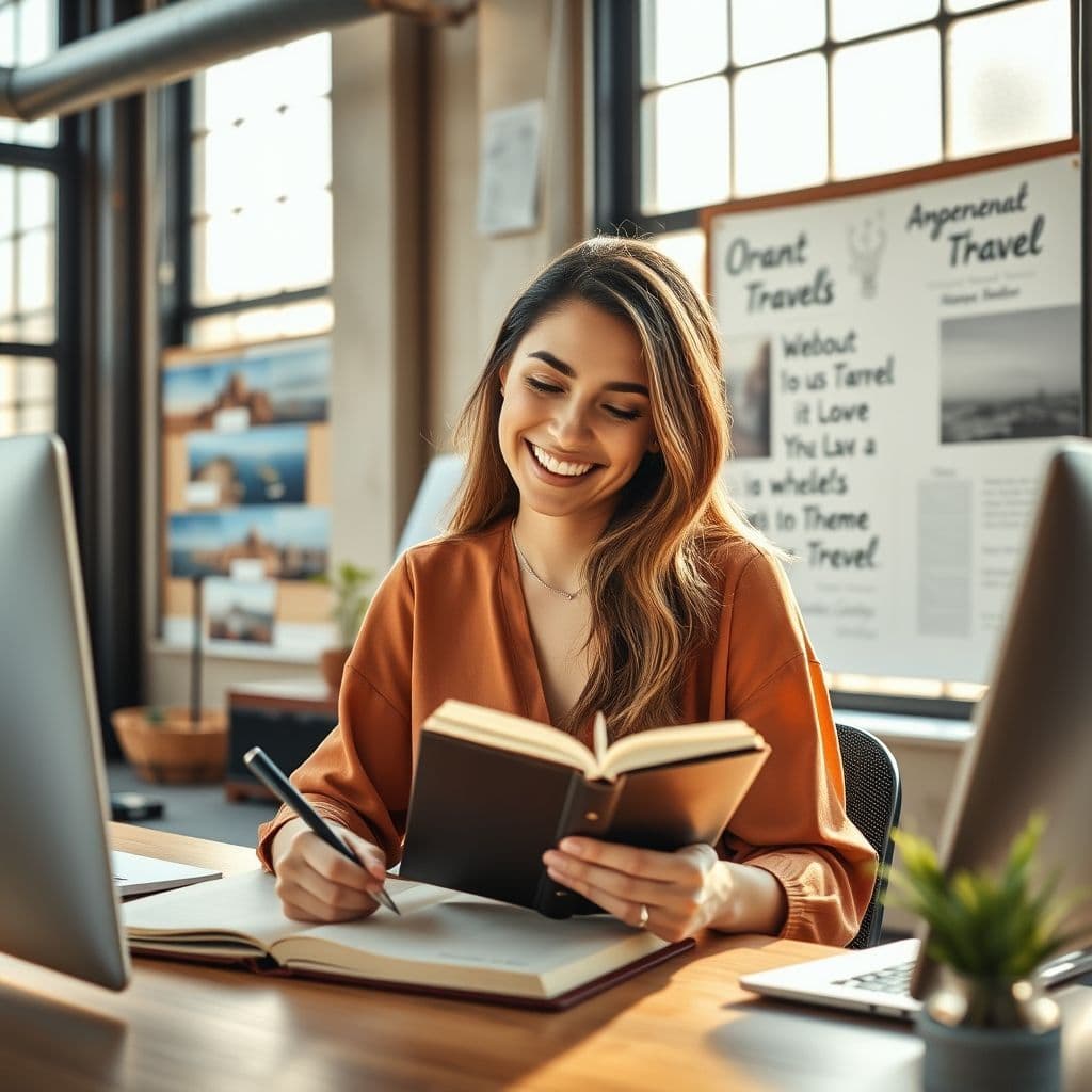 A happy webinar attendee practicing manifestation techniques