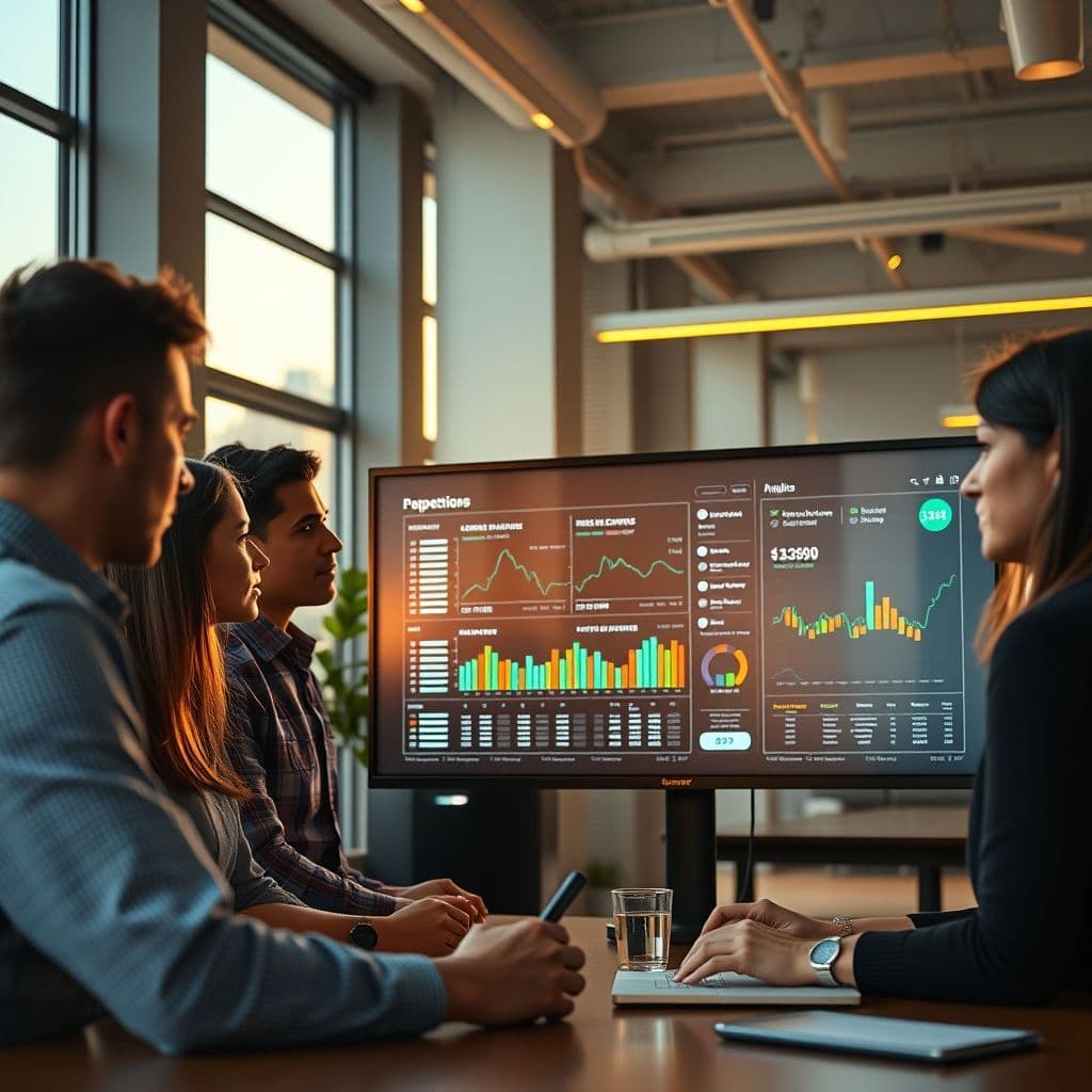 A PR team analyzing campaign performance data.