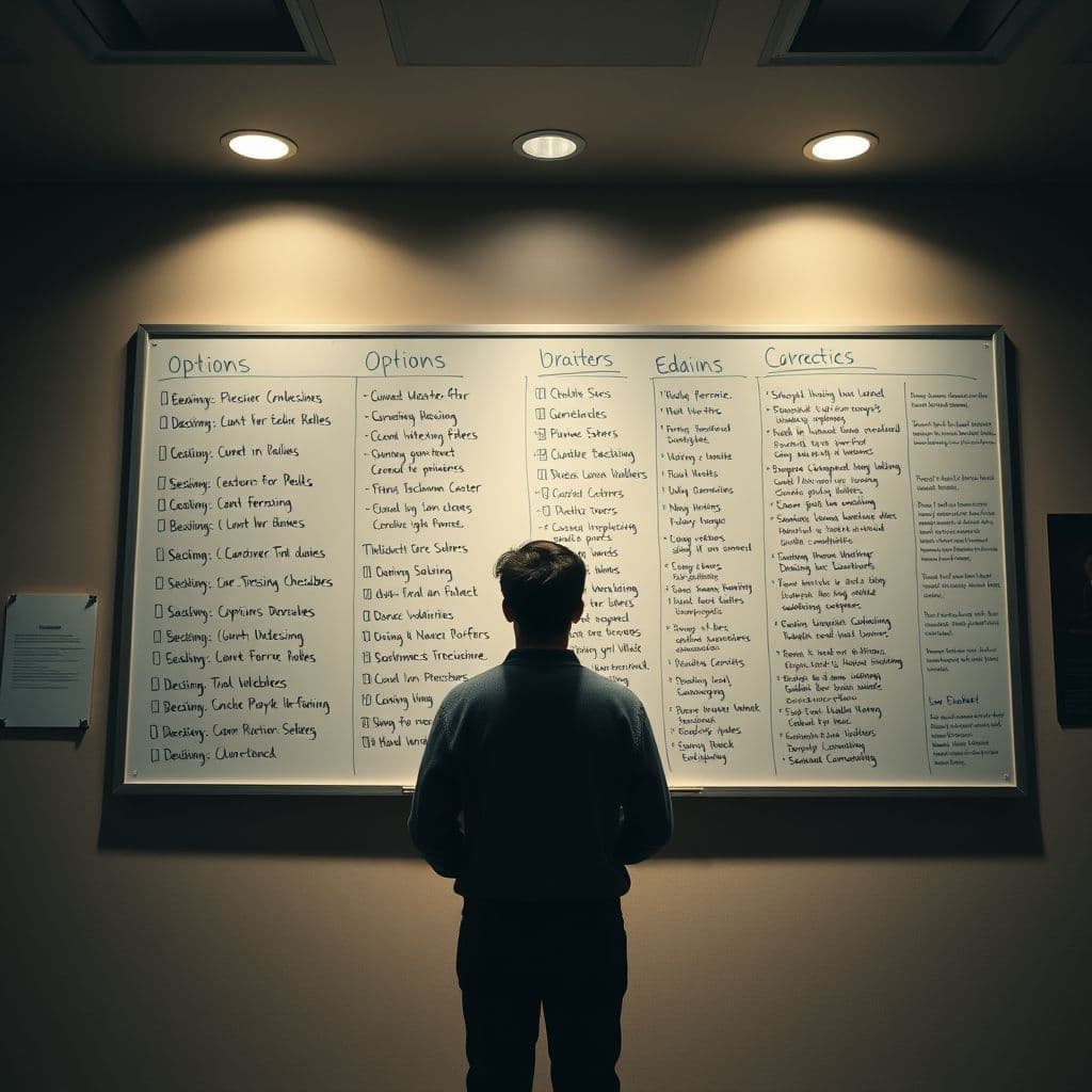 A person evaluating different options to make a decision.