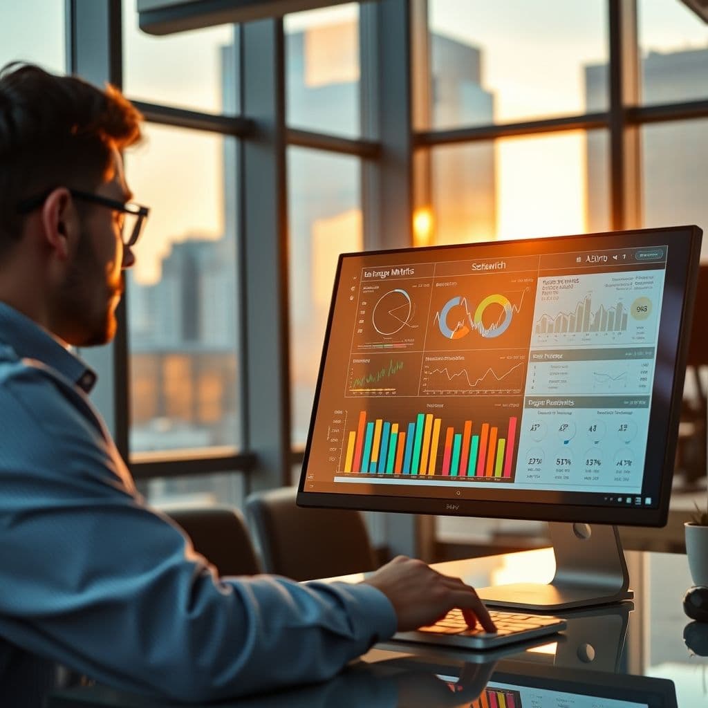 Illustration of a marketer analyzing event data on a dashboard.