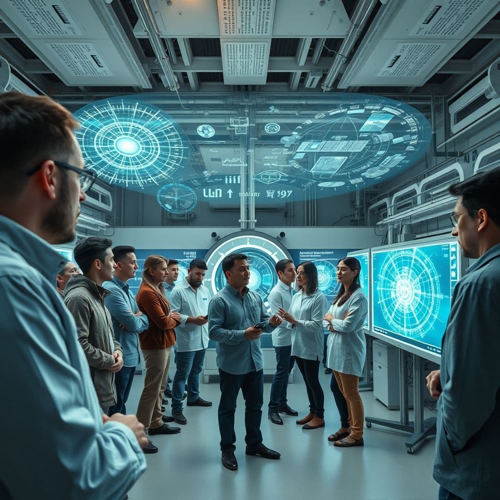 Modern engineer working on innovative technology projects with digital interfaces and blueprints