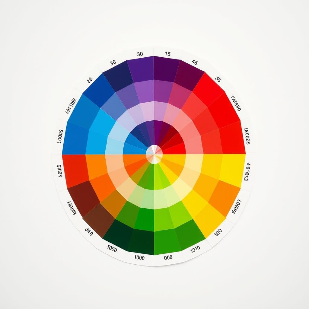 A color wheel and typography examples illustrating fundamental design concepts.